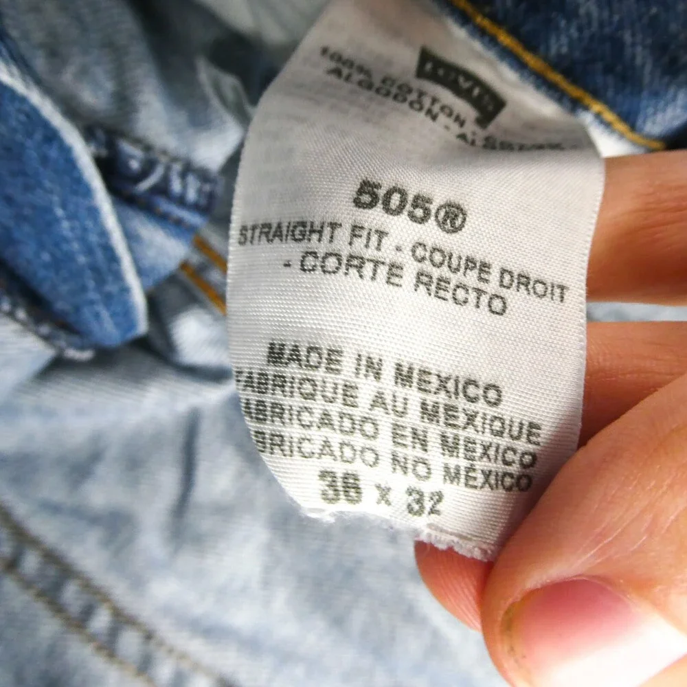 Levis 505 Jeans Mens Size 36x32 Straight Leg Blue Cotton Denim Size 36‎ Pants